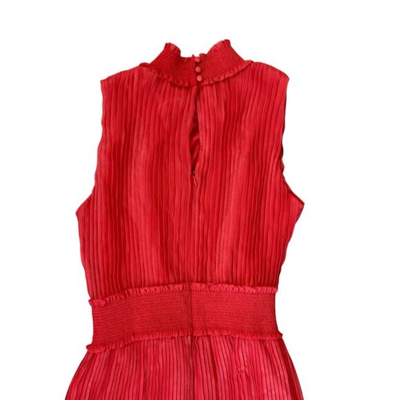 NWOT Nanette Lepore Mock Neck Pleaded Stretchy Waist Jumpsuit Coral Women’s 6 - Picture 7 of 10